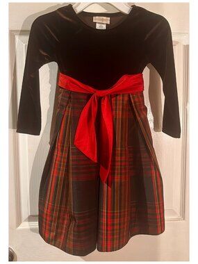Jenny & Me Dark Brown + Plaid Long Sleeve Dress Girl's Girls Size 4